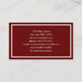 Donkerrood wit, minimaal professioneel bedrijf visitekaartje (Achterkant)