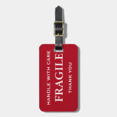Donkerrood wit omhulsel met zorg Hartelijk dank Bagagelabel (Voorkant verticaal)