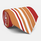 Donkerrood, wit, oranje Retro Striped Stropdas (Opgerold)