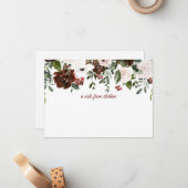 Donkerrood, wit, zachte roze rozen met groen notitiekaartje