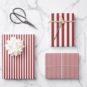 Donkerrood & Witte Strepen Inpakpapier Vel
