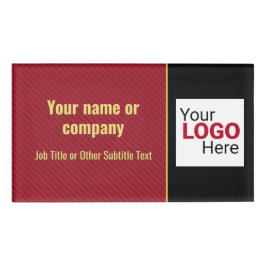 Donkerrood & zwart Corporate Stripe - Uw branding Naambadge