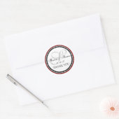 Donkerrood zwart monogram s bruiloft dank u ronde sticker (Envelop)