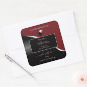 Donkerrood Zwart Wavy Silver Hearts Product Labels (Envelop)