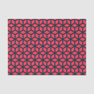 Donkerroze blauw geometrisch patroon tissuepapier