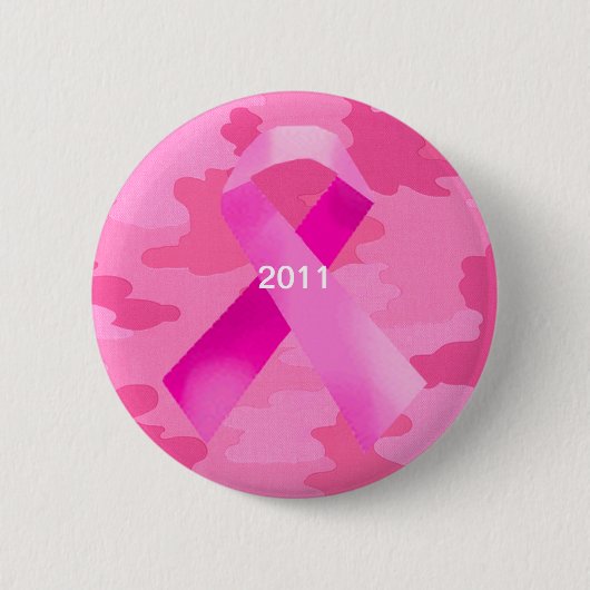 Donkerroze Camouflage roze lint datum Button (Voorkant)