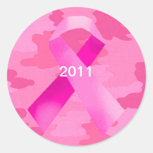 Donkerroze Camouflage roze lint datumtikkers Ronde Sticker