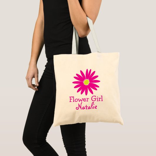 Donkerroze Daisy met tekst Tote Bag (Voorkant (product))