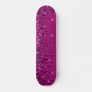 Donkerroze druppelaar glitter skateboard
