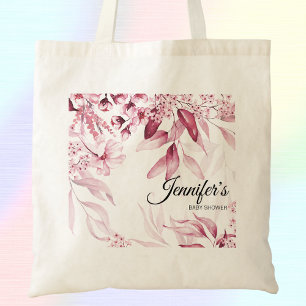 Donkerroze Elegant Fine Art Florals Baby shower Tote Bag