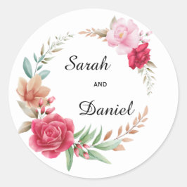 Donkerroze en licht roze Roos Blush Envelope Seal Ronde Sticker