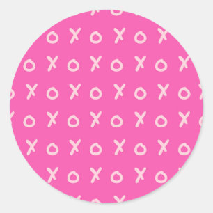 Donkerroze en lichtroze X O XO Trendy Cute Ronde Sticker