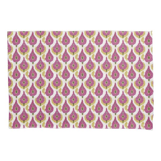 Donkerroze en mosterd Ikat patroon Kussensloop (Voorkant)