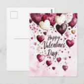 Donkerroze en witte Harten Valentijns's Groet Briefkaart (Voorkant / Achterkant)