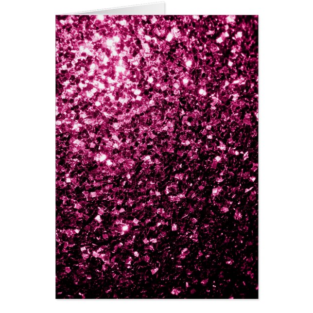 Donkerroze faux glanzende glitter sparkles kaart (Voorkant)