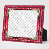 Donkerroze frame met zilverventilator Foto Plaque Fotoplaat (Zijkant)