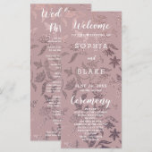 Donkerroze goud en bloemen-huwelijksprogramma (Voorkant / Achterkant)
