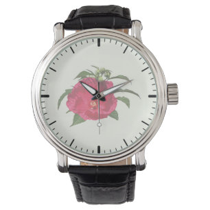 Donkerroze hibiscus horloge