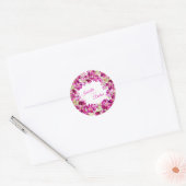 Donkerroze hoary stock bloemen waterverf bruiloft ronde sticker (Envelop)