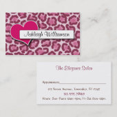 Donkerroze kaart voor afdrukafspraak dankzij het h afsprakenkaartje (Voorkant / Achterkant)