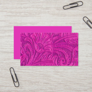 Donkerroze leren print visitekaartjes