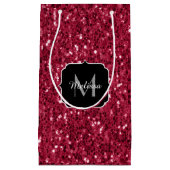 Donkerroze magenta faux sparkles Monogram Klein Cadeauzakje (Voorkant)