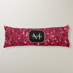 Donkerroze magenta faux sparkles Monogram Lichaamskussen
