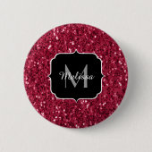 Donkerroze magenta faux sparkles Monogram Ronde Button 5,7 Cm (Voorkant)