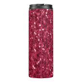 Donkerroze magenta faux sparkles Monogram Thermosbeker (Achterkant)