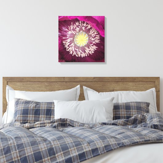 Donkerroze oosterse klaproos bloem canvas afdruk (Insitu (Slaapkamer))