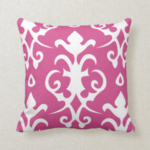 Donkerroze Pattern Damask Pillow Kussen