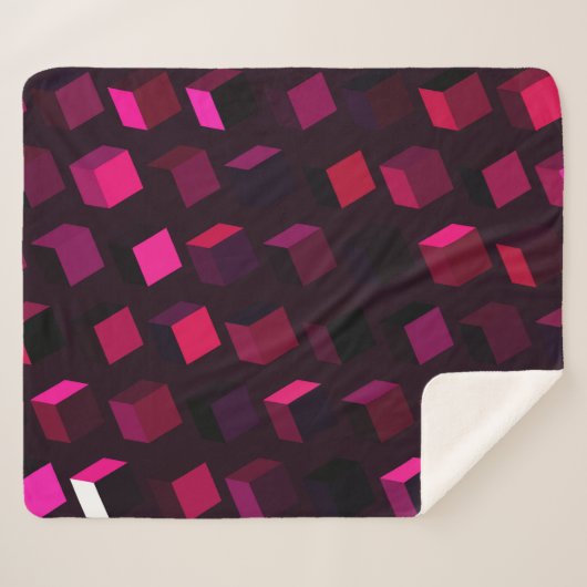 Donkerroze Rhombus: Gradiënt Abstract decor Sherpa Deken (Voorkant (horizontaal))