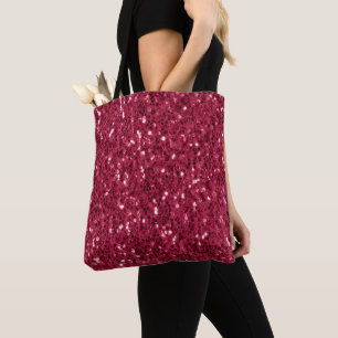 Donkerroze rood magenta faux fonkelt glitters draagtas