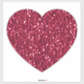 Donkerroze rood magenta faux fonkelt glitters hart sticker (Vel)