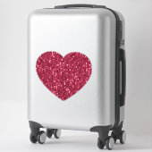 Donkerroze rood magenta faux fonkelt glitters hart sticker (Koffer)