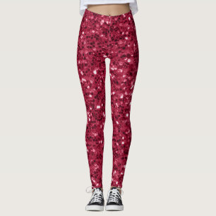 Donkerroze rood magenta faux fonkelt glitters leggings