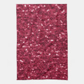 Donkerroze rood magenta faux fonkelt glitters theedoek (Verticaal)