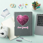 Donkerroze sparkles Heart Love Yourself Aangepaste Sticker (iPad Cover)