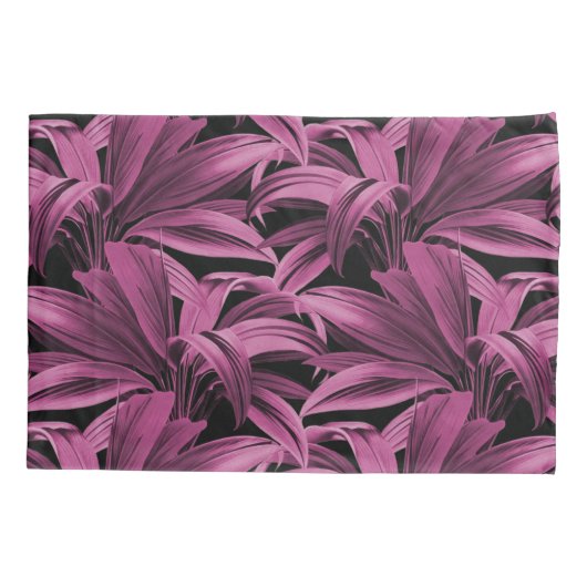 donkerroze tropische palm kussensloop (Achterkant-Links)