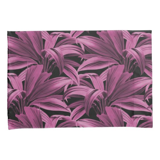 donkerroze tropische palm kussensloop (Voorkant-Rechts)