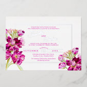 Donkerroze waterverf bruiloft goud lijst folie uitnodiging (Voorkant)