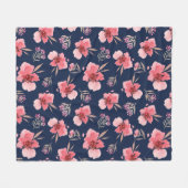 Donkerroze Waterverf patroon Fleece Deken (Voorkant (Horizontaal))