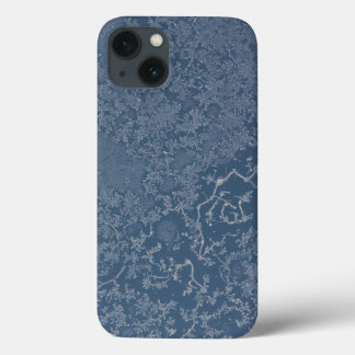 Donkerstalen blauwe ijskristallen iPhone 13 hoesje