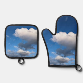 Donkerwitte wolken ovenwant & pannenlap set