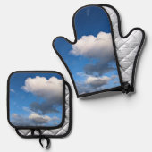 Donkerwitte wolken ovenwant & pannenlap set (Voorkant / Achterkant)