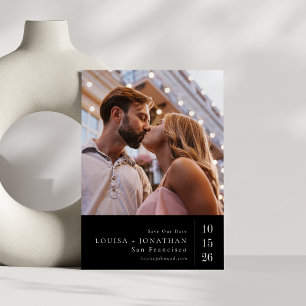 Donkerzwart Elegante Hedendaagse Fotobruiloft Save The Date