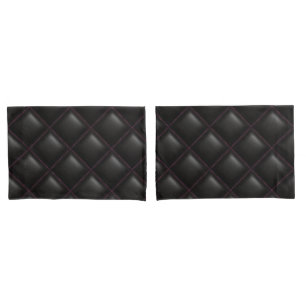 Donkerzwart leder gewatteerd geometrisch patroon kussensloop