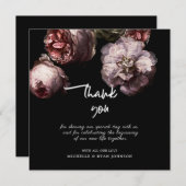 Donkerzwarte Floral bruiloft Hartelijk dank Kaart (Voorkant / Achterkant)