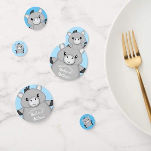 Donkey Baby shower Blue Confetti (Groep)