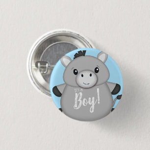 Donkey Baby shower Blue Ronde Button 3,2 Cm